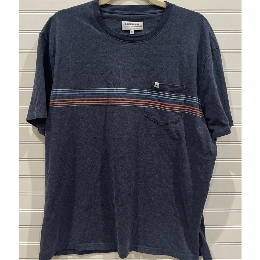 Fish Hippie Co. Striped Pocket T-Shirt Waterside Originals Casual XL